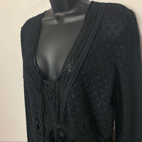 Jen's Pirate Booty Black Lace Knit Top - Picture 4 of 10